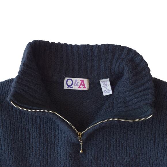 Vintage Q&A Chunky Knit Half-Zip Sweater – Nordic Fair Isle Pullover (S) - Picture 4 of 6